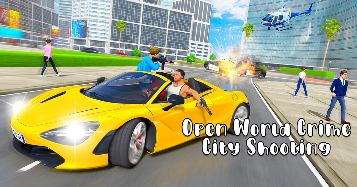 com open world car driving games city gangster shooting